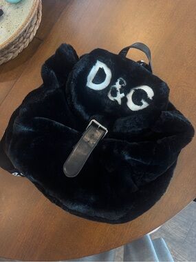D&G Black Faux Fur Backpack